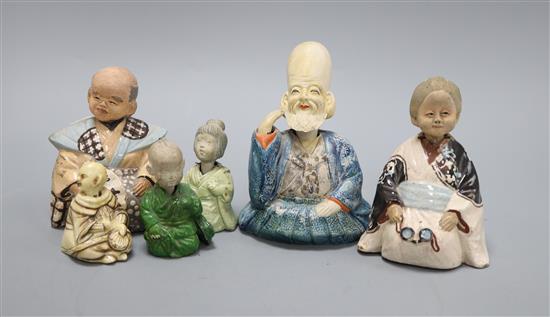 Six Japanese nodding head figures